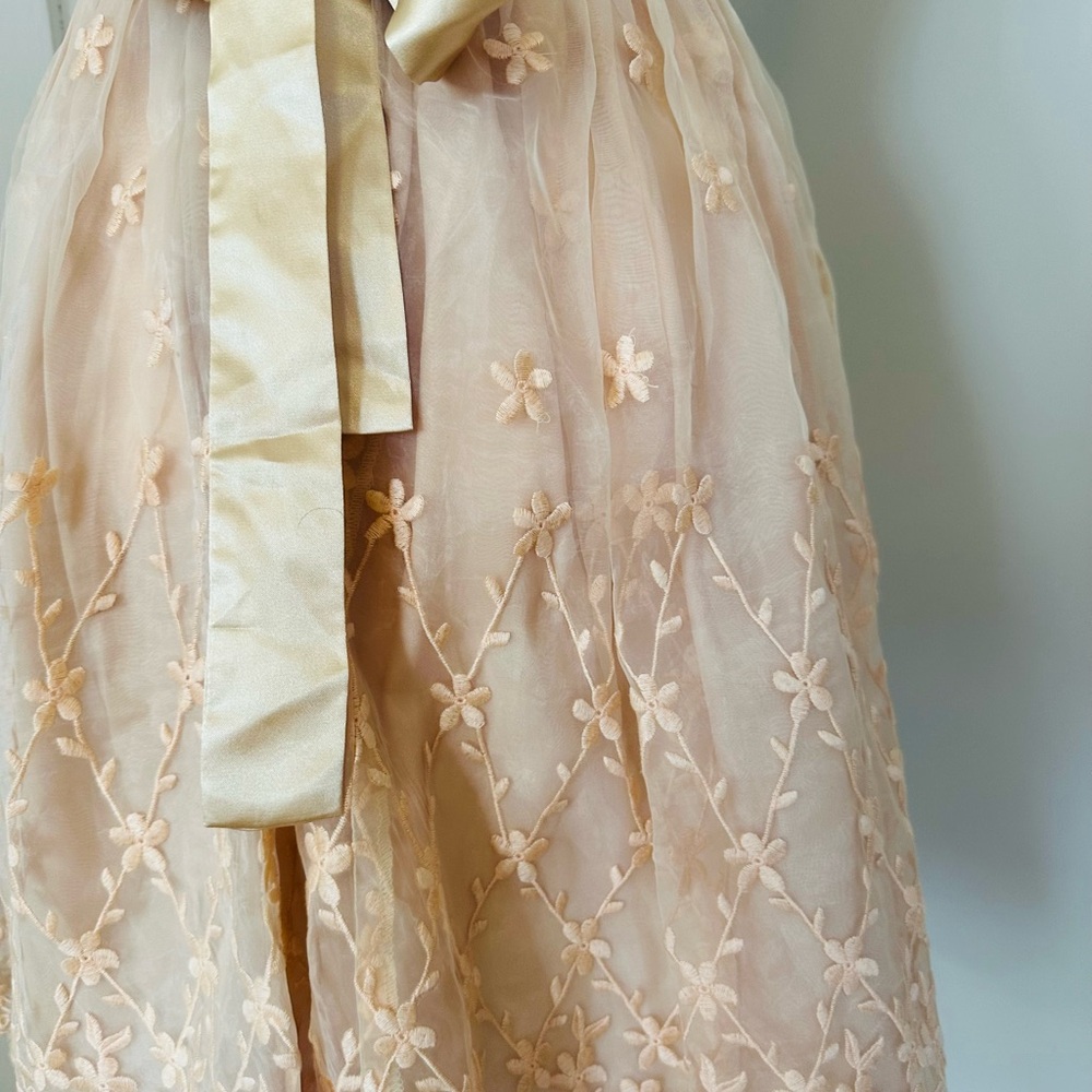 Marc Jacobs Vintage Peach Silk Embroidered Dress L Fair Condition - Picture 9 of 16